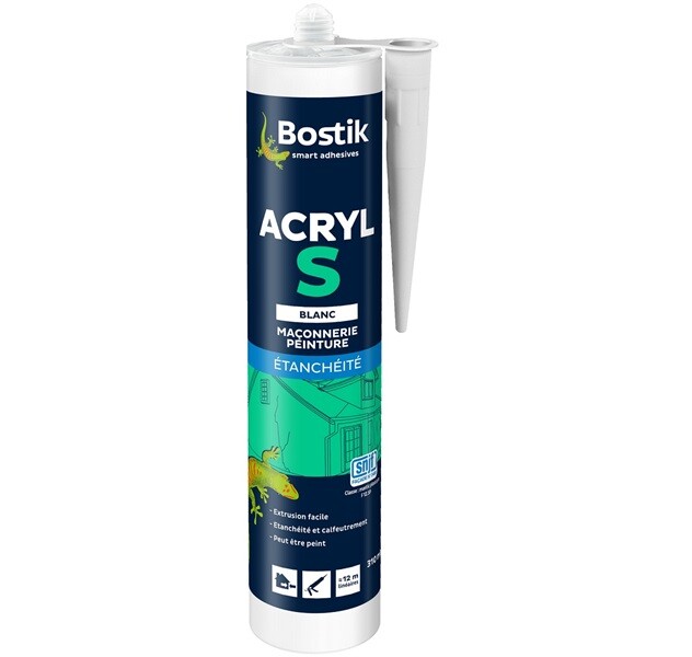 Mastic Acrylique Blanc Acryl S Bostik Reboucher Fissures Bois Pvc Alu Beton
