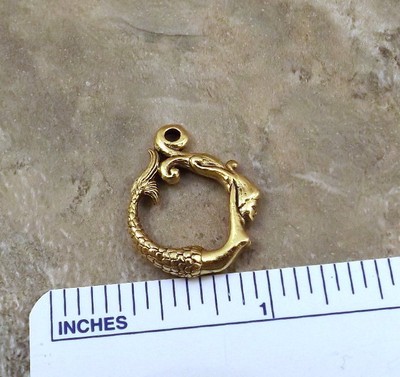 10 Gold Tone Pewter Mermaid & Waves Toggle Clasps - 5155