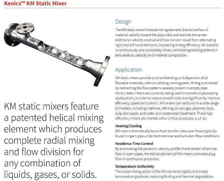 Chemineer Static mixer ss 1- KMS-6