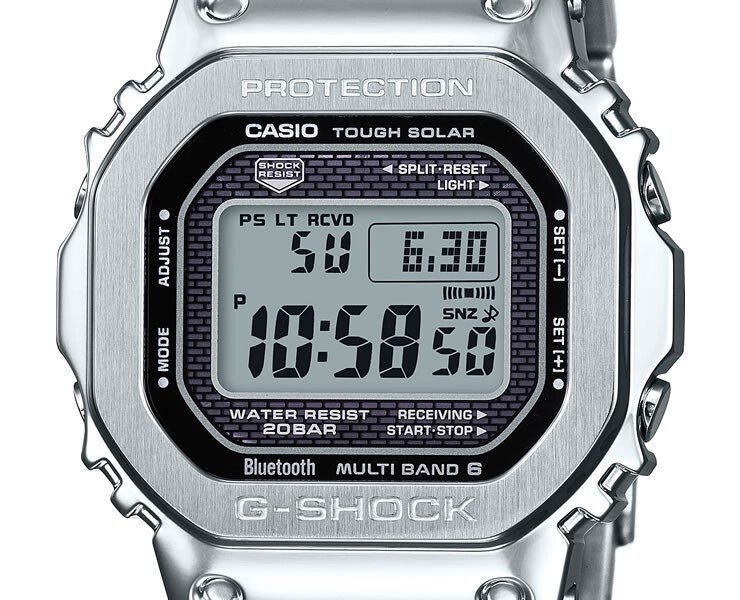 Pre-owned Casio G-shock Gmw-b5000d-1jf Silver Bluetooth Full Metal Men's Watch In Box