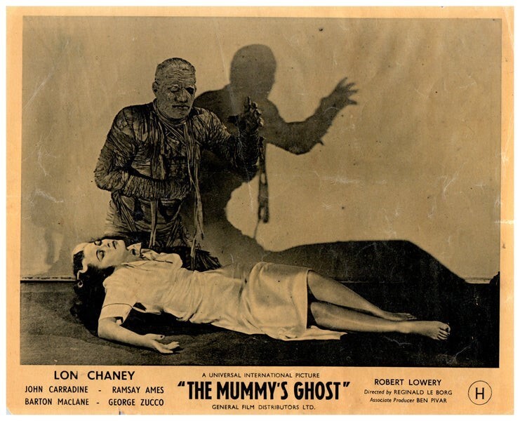 mummy's ghost original lobby card lon chaney jr ramsay ames universal horror