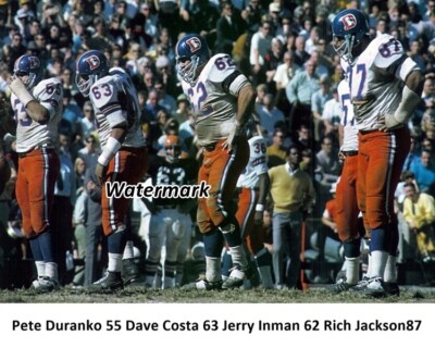 AFL 1969 Denver Broncos Defensive Line Color 8 X 10 Photo Picture