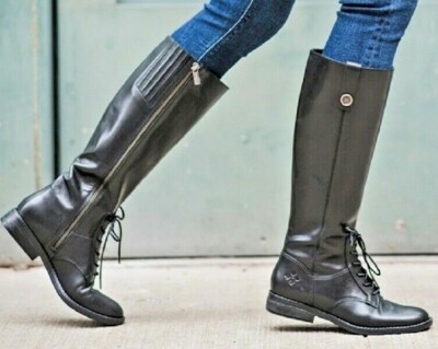 Patricia Nash Black Leather Cavallo Lace-up Knee High Riding Boot, 7M