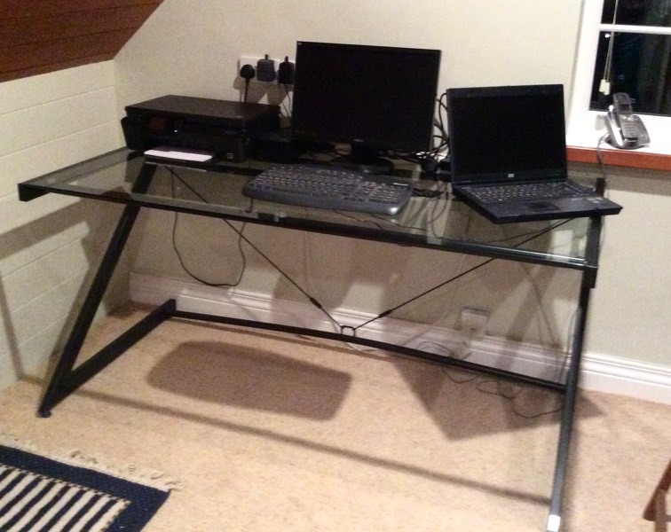 GLASS TOPPED ZFRAME office/ computer DESK (large) in Beverley, East
