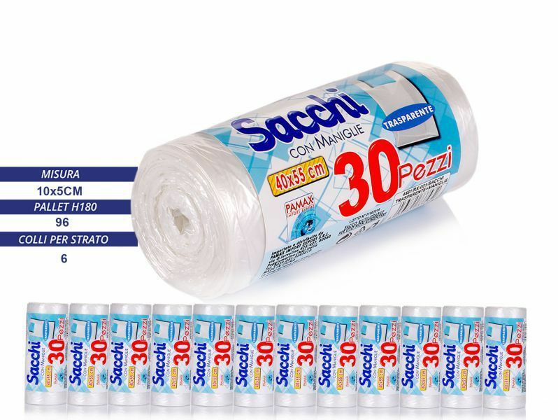 Set 12 Confezioni Di 30 Sacchi Rifiuti Spazzatura 40x55cm Trasparenti dfh
