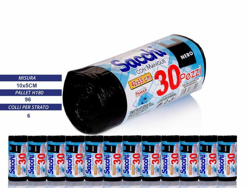 Set 12 Confezioni Di 30 Sacchi Rifiuti Spazzatura 40x55cm Neri dfh