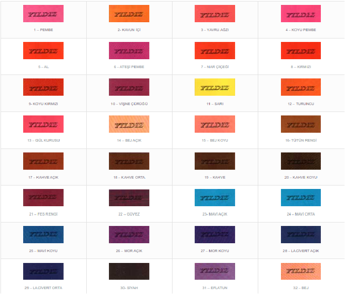 Tie Hand Yildiz Fabric Clothes Dye 60 COLOURS 200g Fabric for each pack 12 gr 