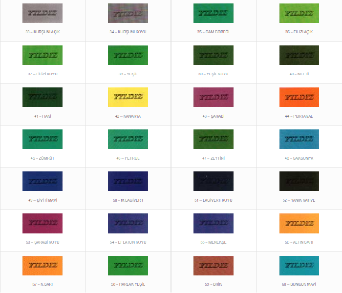 Tie Hand Yildiz Fabric Clothes Dye 60 COLOURS 200g Fabric for each pack 12 gr 