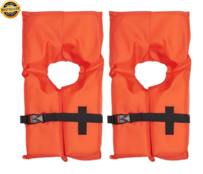 Life Jackets Vest Preserver Type II Orange Adult Fishing Boating USCG PFD 2  Pack