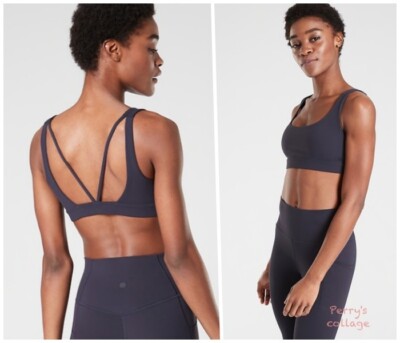 Athleta XS Exhale Bra A-C Navy Blue, Soft Sports Bra Yoga Workout Top NWT
