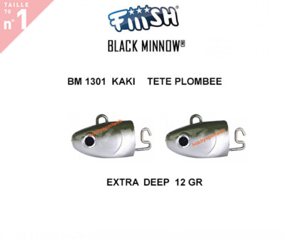 BLACK MINNOW FIIISH SIZE 1BM 1301 KAKI TESTINE RICAMBIO 12 GR EXTRA DEEP 2 PZ