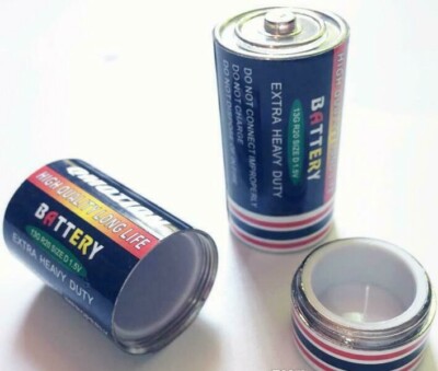 (2) Secret Safe Diversion Fake C Battery Hidden Safe Pill Stash Case Holder