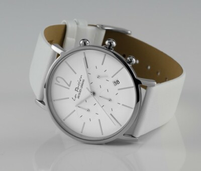 Pre-owned Jacques Lemans 'la Passion' Minimalist Chronograph Watch 5atm 40mm Case Wht Dial