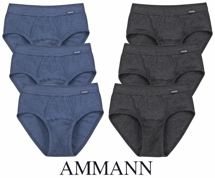 3er Pack Ammann Isco Herren Slip mit Eingriff M-XXL anthrazitdunkelblau