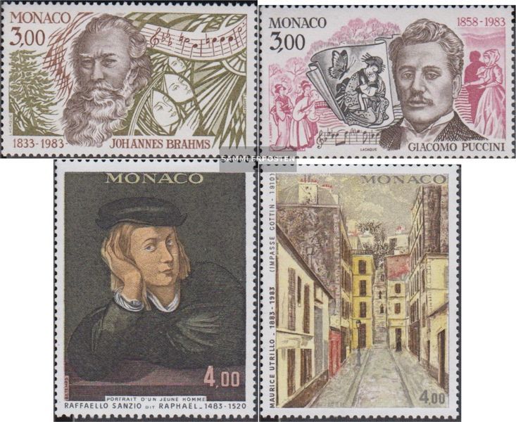 Briefmarken-Set Monaco 1974 Europa – Postfrisch, ** MNH, Malerei-Motive, Komplett