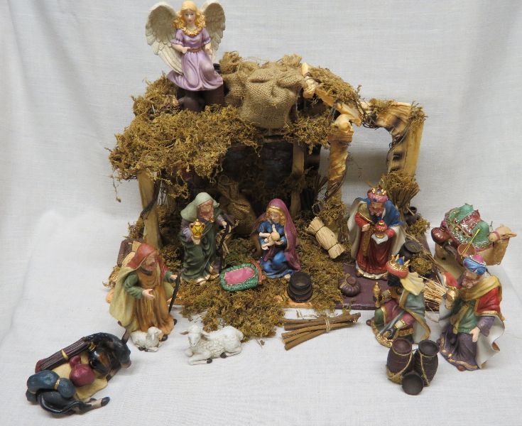 Vintage Home Interiors Homco Nativity With Stable Set 54035 Christmas Porcelain