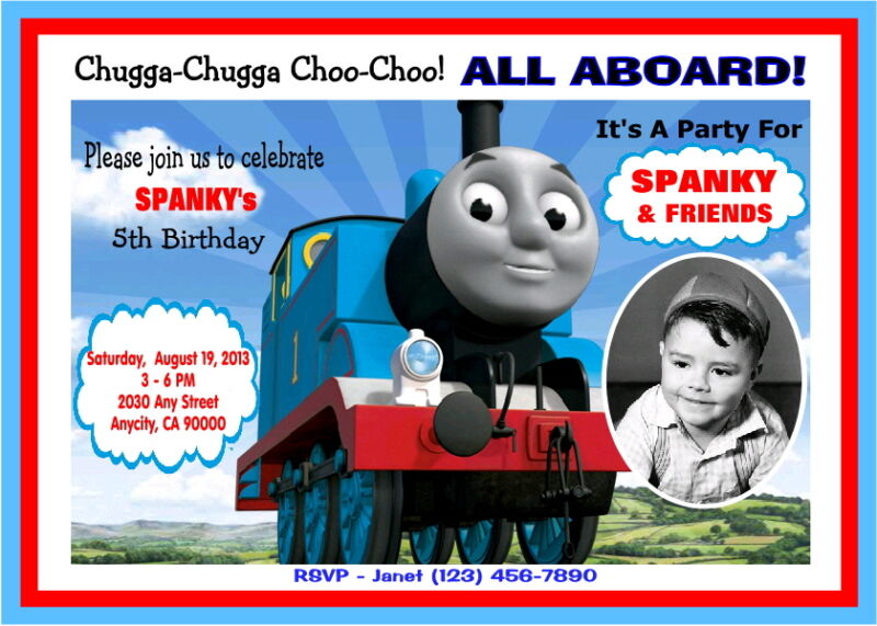 THOMAS THE TRAIN CUSTOM PRINTABLE BIRTHDAY PARTY INVITATION & FREE TY CARD