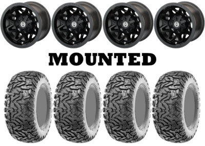 Kit 4 Maxxis Workzone Tires 25x10-12 on Moose 416X Matte Black Wheels VIK