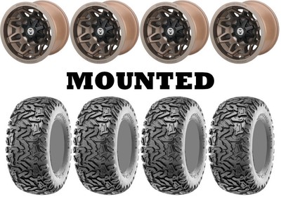 Kit 4 Maxxis Workzone Tires 25x10-12 on Moose 416X Bronze Wheels CAN
