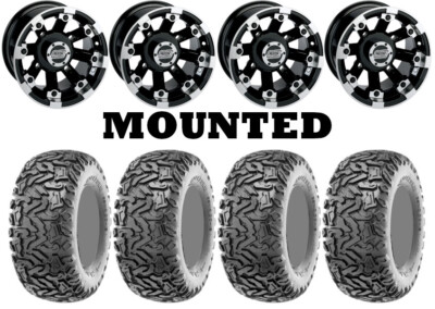 Kit 4 Maxxis Workzone Tires 25x8-12/25x10-12 on Moose 393X Black Wheels CAN