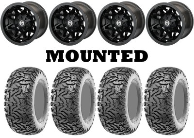 Kit 4 Maxxis Workzone Tires 25x8-12/25x10-12 on Moose 416X Matte Black FXT