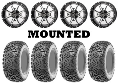 Kit 4 Maxxis Workzone Tires 25x10-12 on Frontline 556 Machined Wheels 1KXP