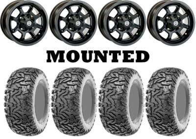 Kit 4 Maxxis Workzone Tires 25x10-12 on Moose 415X Matte Black Wheels HP1K
