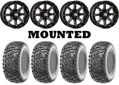 Kit 4 Maxxis Workzone Tires 26x11-12 on High Lifter HL4 Black Wheels TER