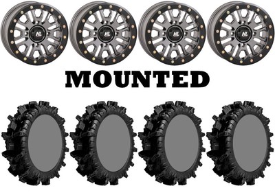 Kit 4 SuperATV Terminator MAX 32x10-15 on High Lifter HL23 Beadlock Gray CAN