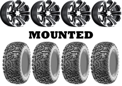 Kit 4 Maxxis Workzone Tires 26x11-12 on ITP SS312 Black Wheels IRS