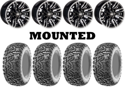 Kit 4 Maxxis Workzone Tires 25x8-12/25x10-12 on Moose 112X Black Wheels FXT