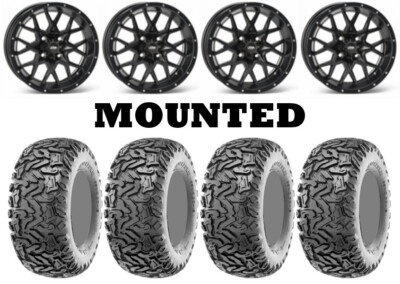 Kit 4 Maxxis Workzone Tires 26x11-12 on ITP Hurricane Matte Black Wheels CAN