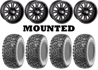 Kit 4 Maxxis Workzone Tires 25x10-12 on Moose 399X Matte Black Wheels 1KXP