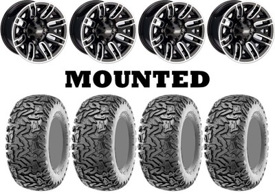 Kit 4 Maxxis Workzone Tires 25x10-12 on Moose 112X Black Wheels FXT