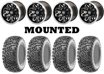 Kit 4 Maxxis Workzone Tires 25x10-12 on Moose 416X Machined Wheels 1KXP
