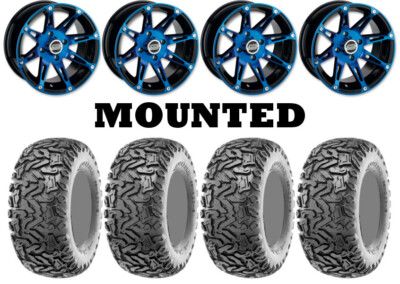 Kit 4 Maxxis Workzone Tires 26x11-12 on Moose 387X Blue Wheels 1KXP