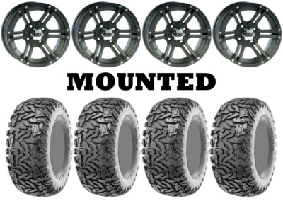 Kit 4 Maxxis Workzone Tires 25x10-12 on ITP SS212 Matte Black Wheels CAN