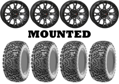 Kit 4 Maxxis Workzone Tires 25x10-12 on System 3 ST-6 Gray Wheels SRA