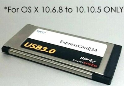 Two Port USB 3.0 Internal Apple Macbook Pro 15/17 Bootcamp Windows ExpressCard34