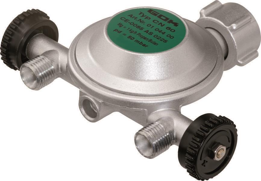 GOK Gasregler mit 2 Abgängen Campingregler Propan Butan Kombiregler NEU