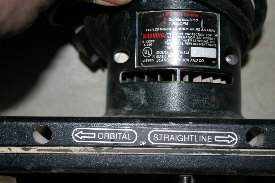 Sears Craftsman 315.116152 1/2 Sheet Dual Motion Sander 3/8HP Orbital Straight