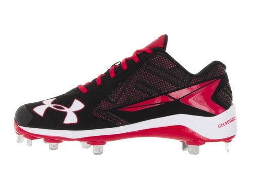 red and black under armour baseball cleats