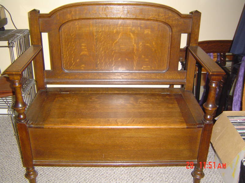 2 Pc Antique Set Deacon S Bench And Matching Mirror Arts
