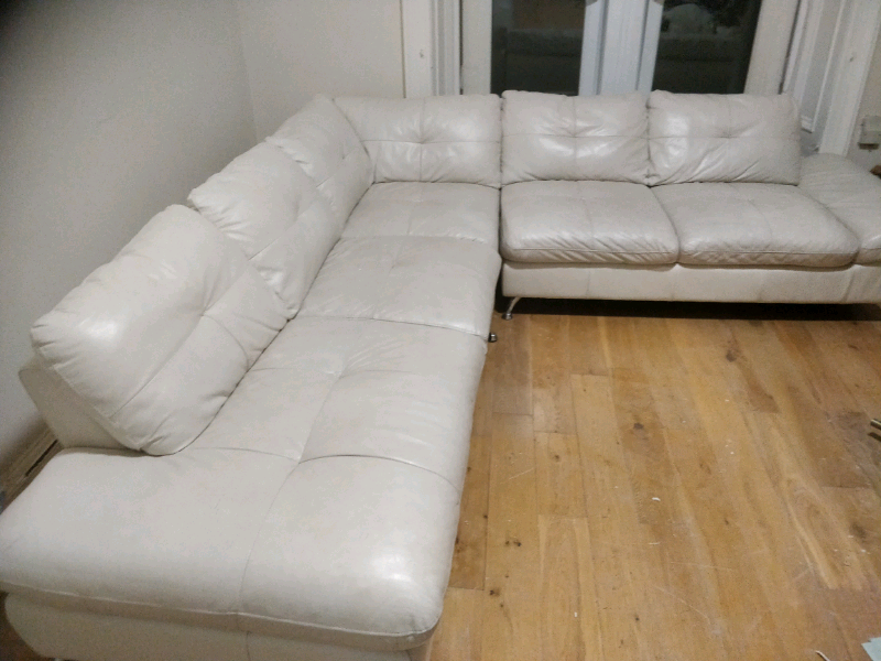 Corner Sofa White Leather in Southside, Glasgow Gumtree