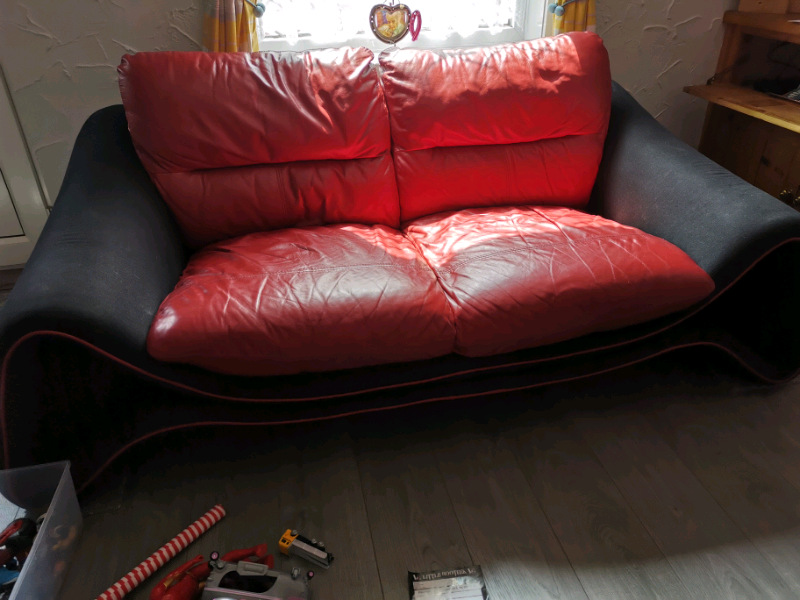 Red genuine leather and black spider sofa in Ulceby, Lincolnshire Gumtree