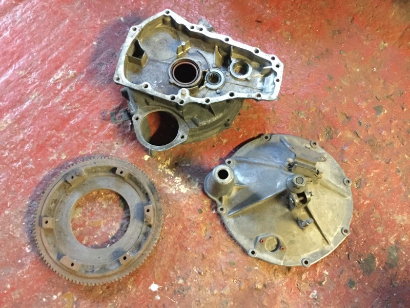 Classic mini flywheel housing and clutch cover in Corfe Mullen