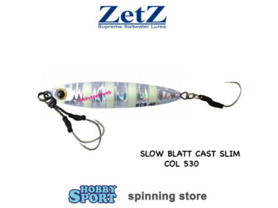 ZETZ SLOW BLATT CAST SLIM 60 gr COL MG530 SILVER GLOW 82 mm METAL JIG SLOW PITCH