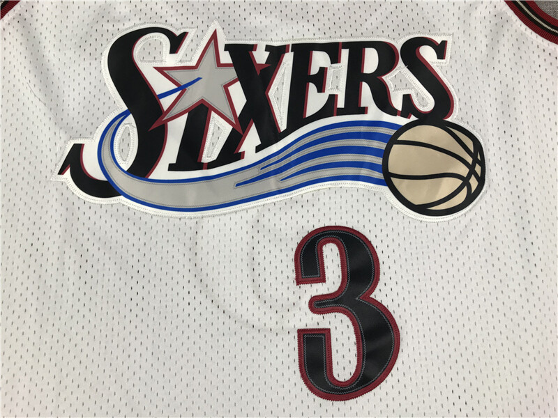 Retro 97 98 Alan Iverson 3 Philadelphia 76ers Basketball Trikot Jersey Weiß