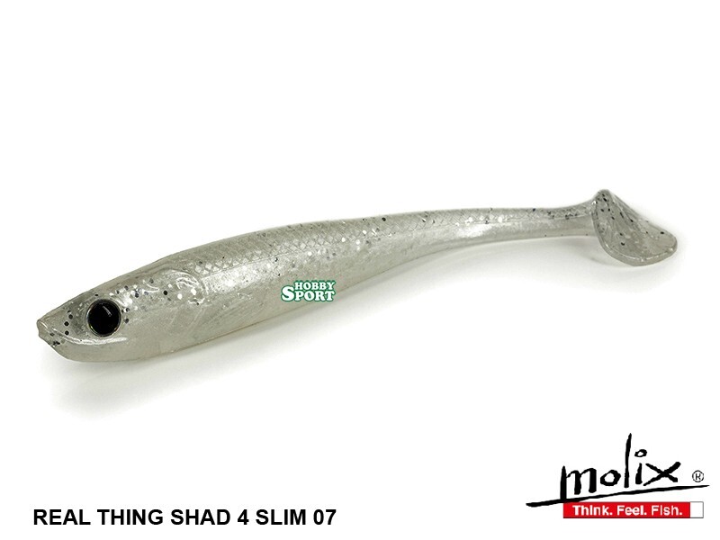 MOLIX RT SHAD 4" SLIM COLORE 07 WHITE SHAD  SPINNING LAGO FIUME MARE  5 PZ
