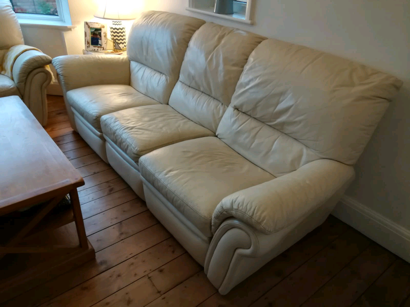 3 and 2 seater cream leather sofas, need to be collected this weekend